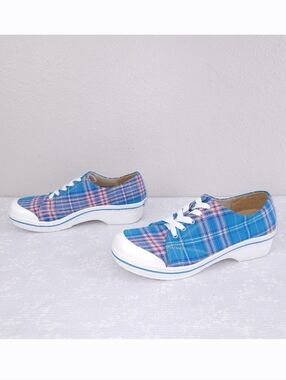 DANSKO Veda Vegan Clogs Lace-Up Sneakers EU 42 Blue Pink Plaid